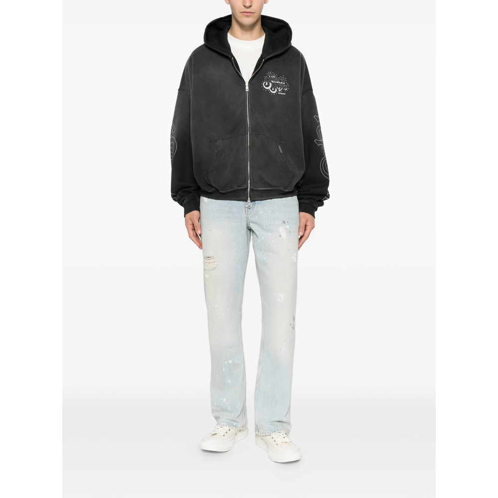 Graphic-Print Studded Hoodie