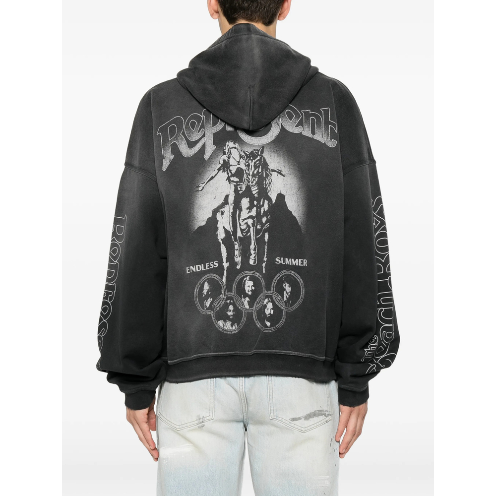 Graphic-Print Studded Hoodie