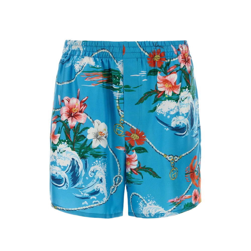 Gucci Floral-print Silk Bermuda Shorts