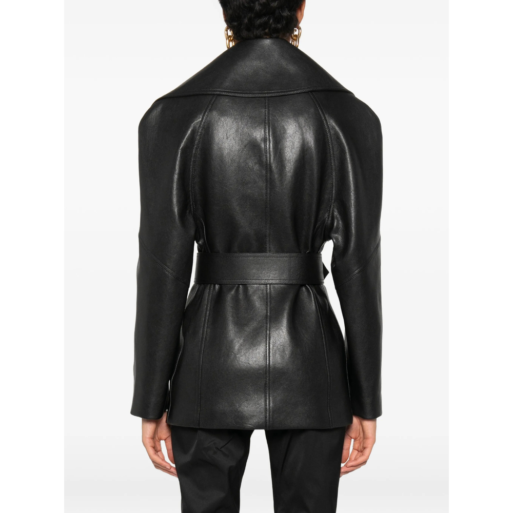 Soft Grainy Leather Trench