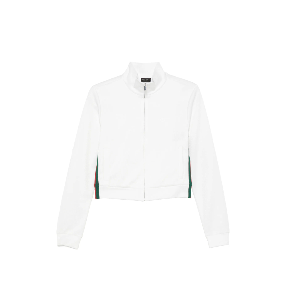 Gucci Rib Cotton Jersey Zip Sweatshirt With Web