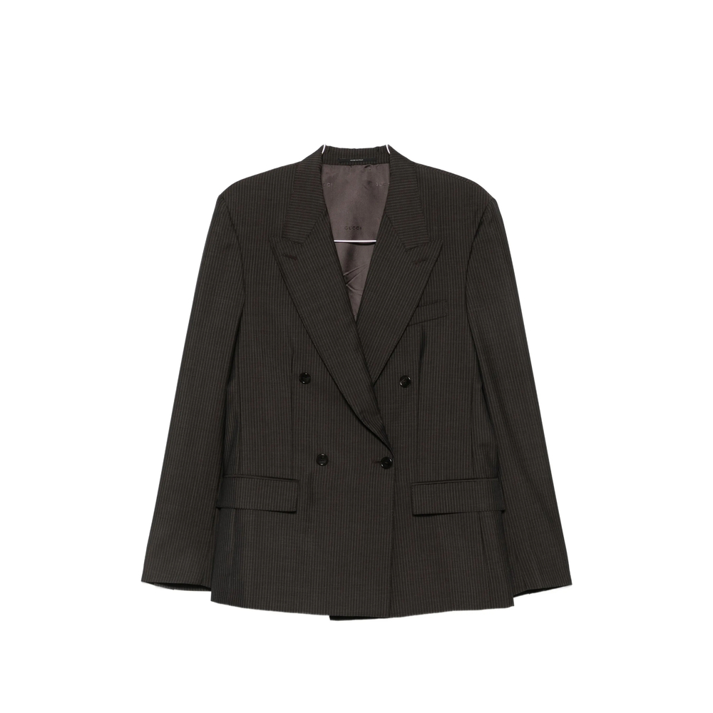 Gucci Pinstriped Double-breasted Jacket In Multi