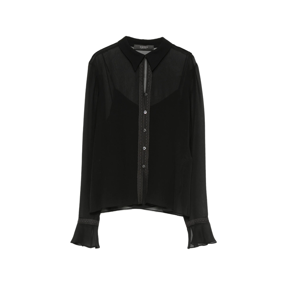 Gucci Lace-trim Sheer Blouse