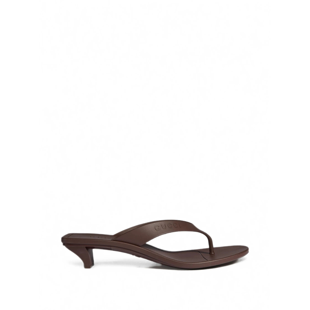 Gucci Embossed-logo Kitten-heel Sandals