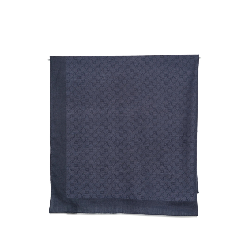 Gucci Gg Supreme Patterned Wool Scarf In Black