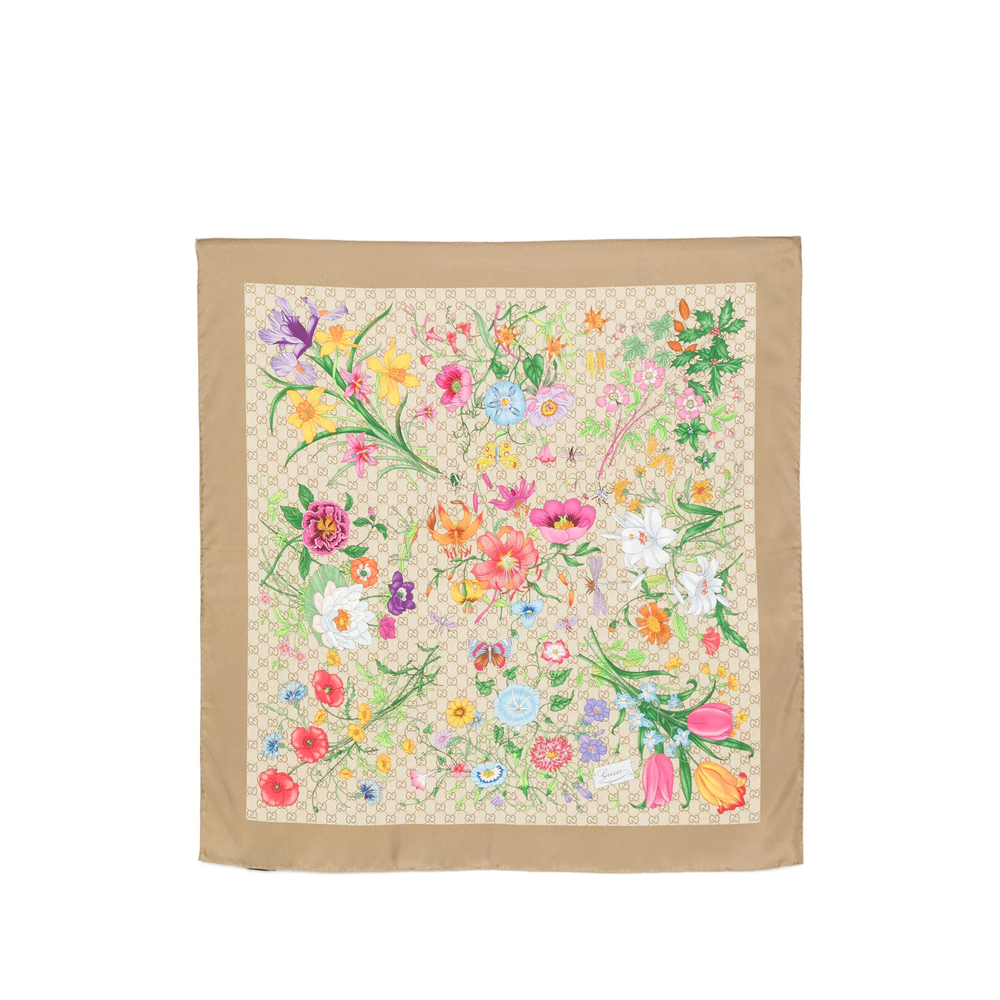 Gucci Printed Gg Silk Twill Scarf