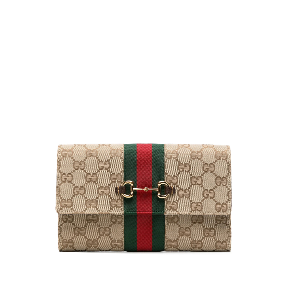 Gucci Horsebit Web Wallet With Strap