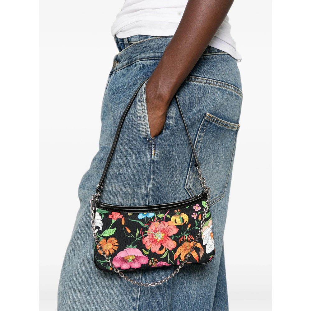 Small Gossip Floral-Print Chain-Link Shoulder Bag