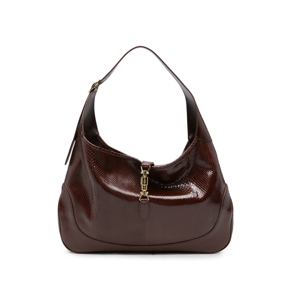 Gucci Jackie Lizard-effect Shoulder Bag
