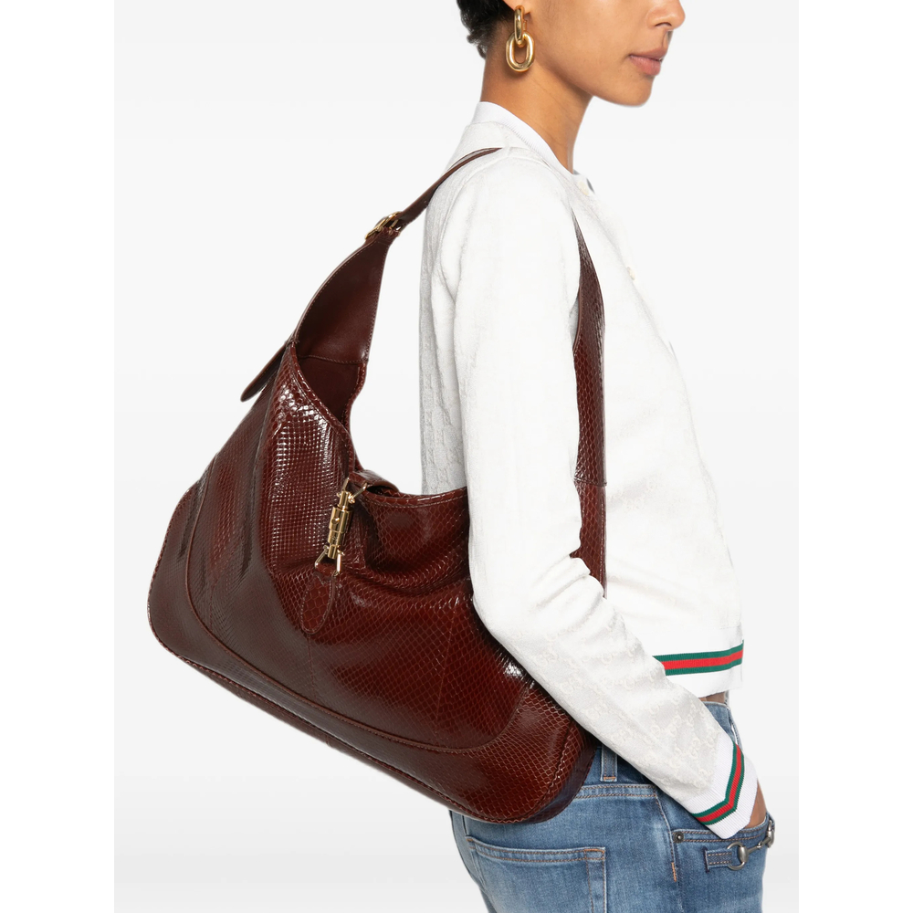 Jackie Lizard-Effect Shoulder Bag