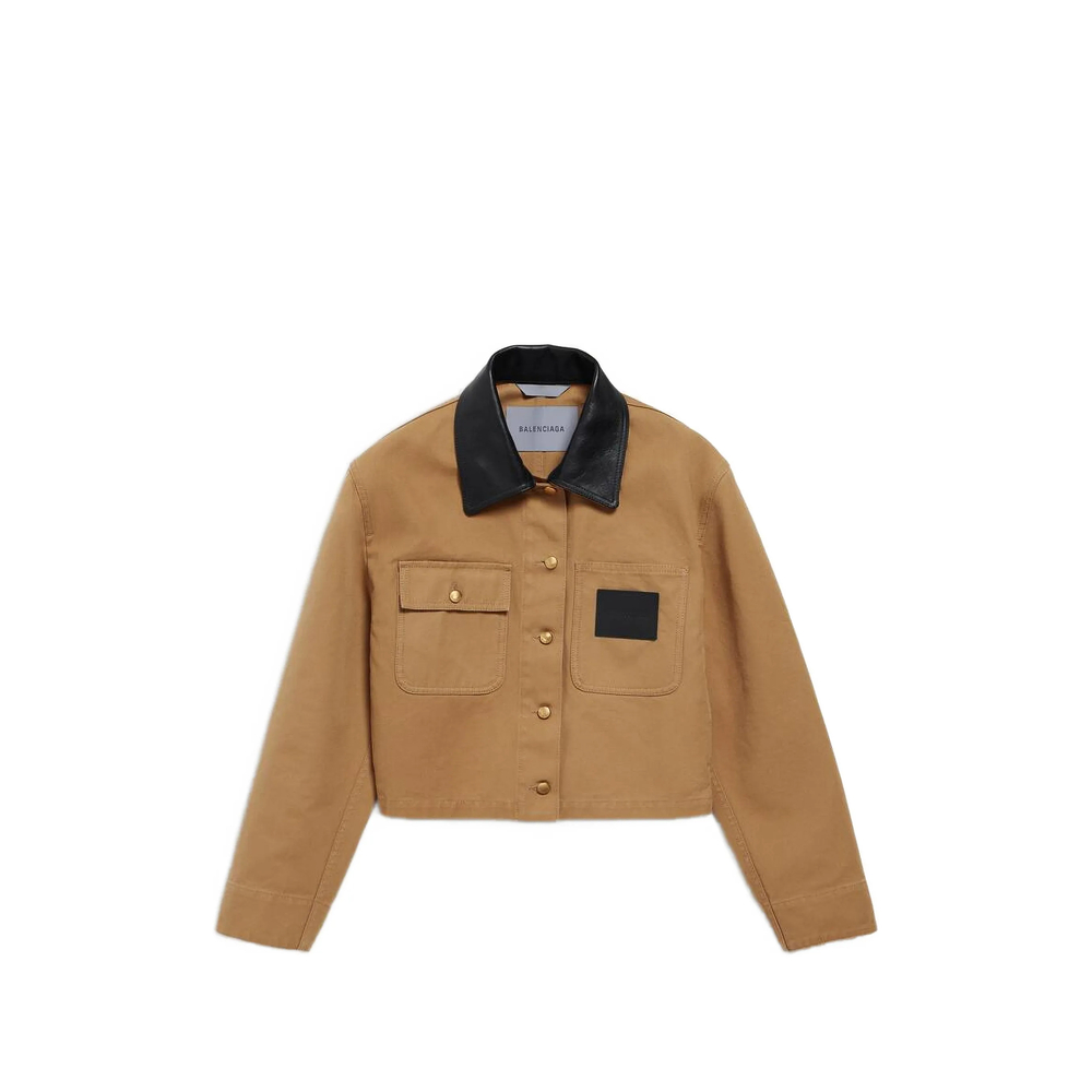Balenciaga Leather-collar Cropped Jacket
