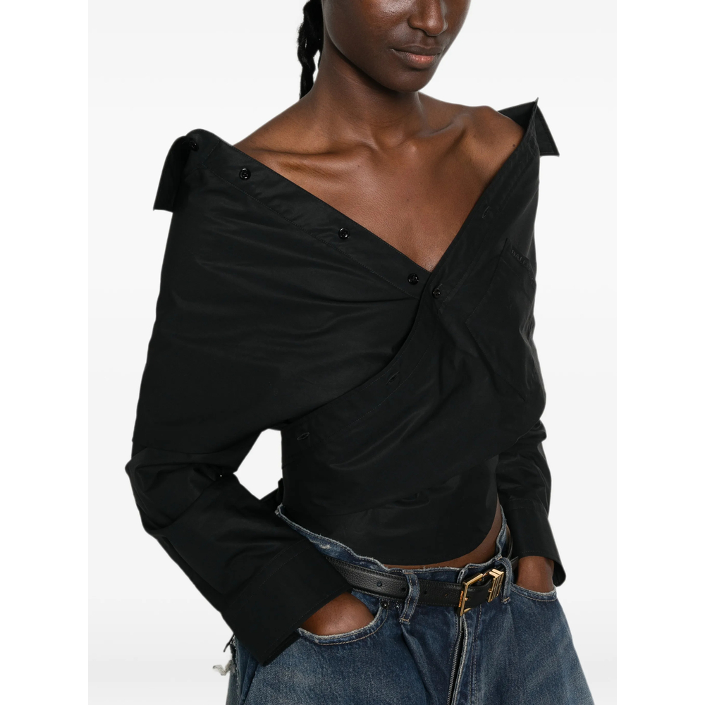 Off-Shoulder Wrap Shirt
