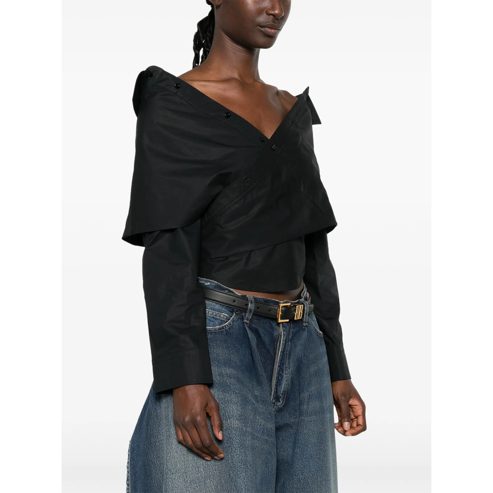 Off-Shoulder Wrap Shirt