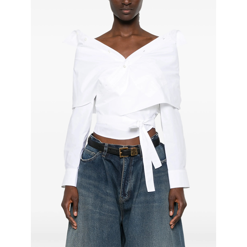 Off-Shoulder Wrap Shirt