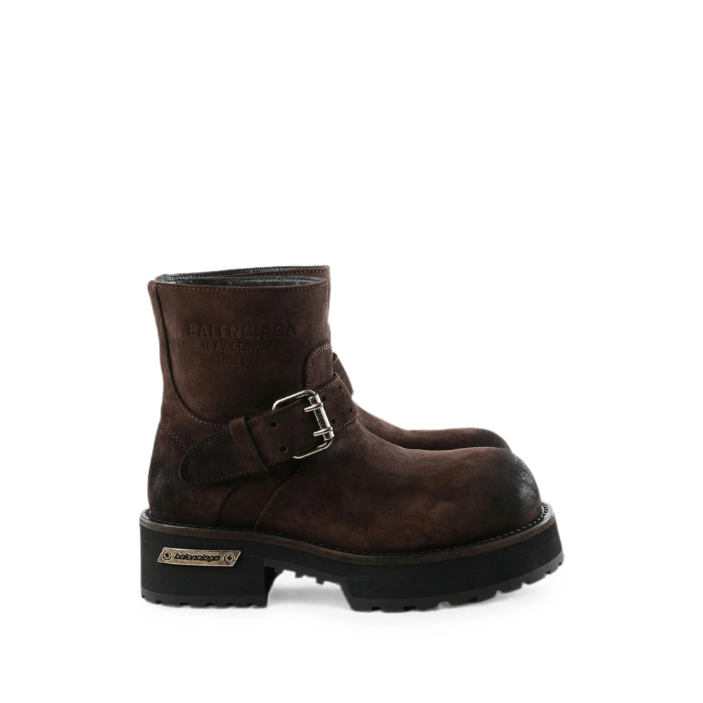 Balenciaga Waxed-suede Buckle-fastening Boots