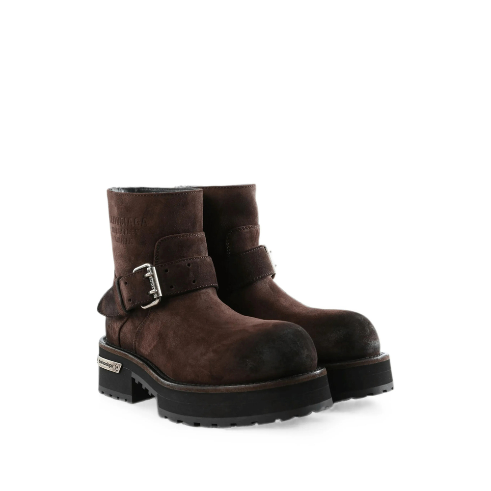 Waxed-Suede Buckle-Fastening Boots
