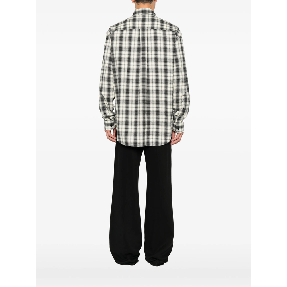 Check-Pattern Logo-Print Shirt
