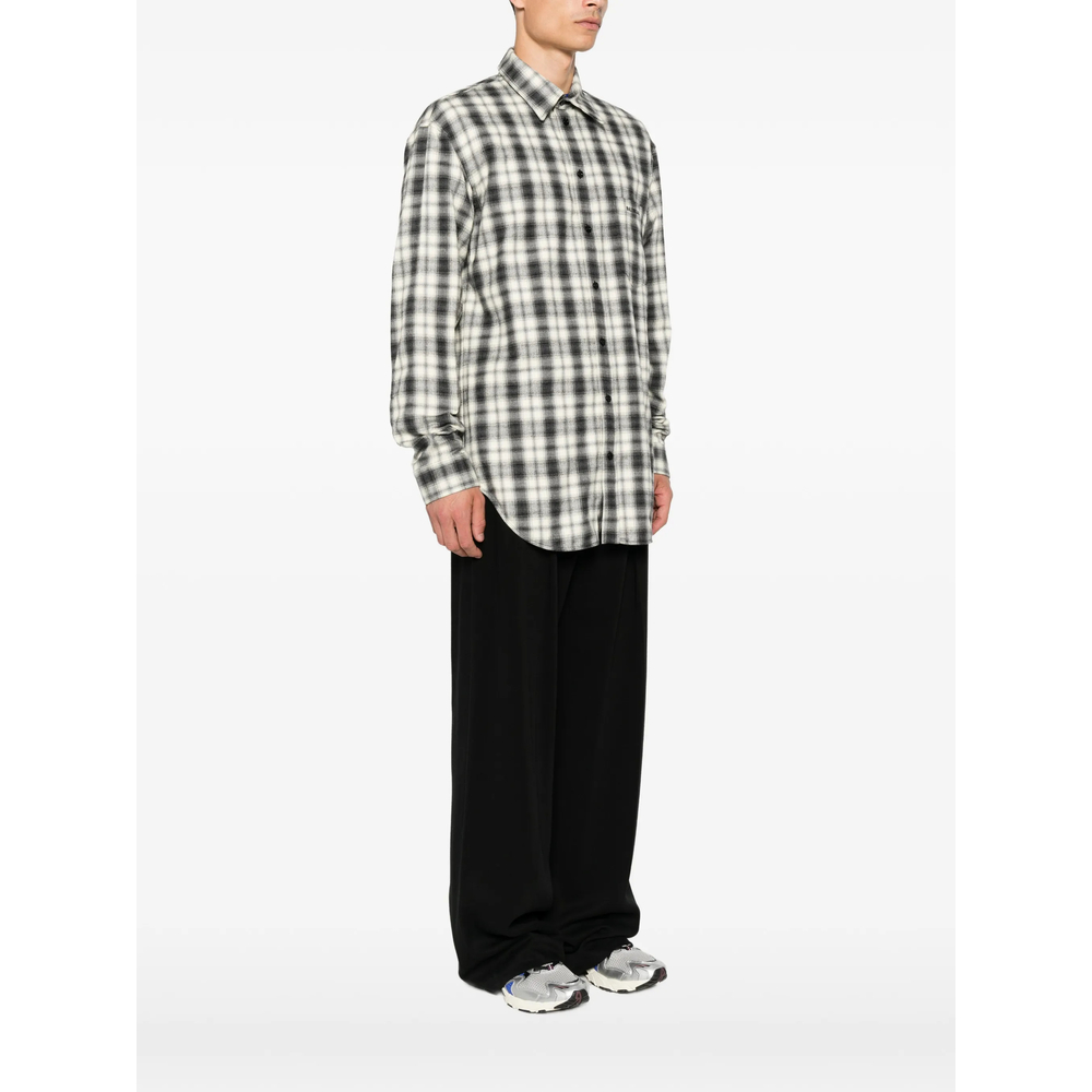 Check-Pattern Logo-Print Shirt