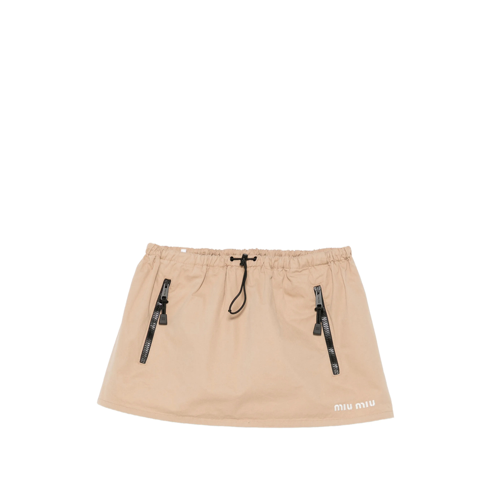Miu Miu Drawstring-waist Logo-print Skirt