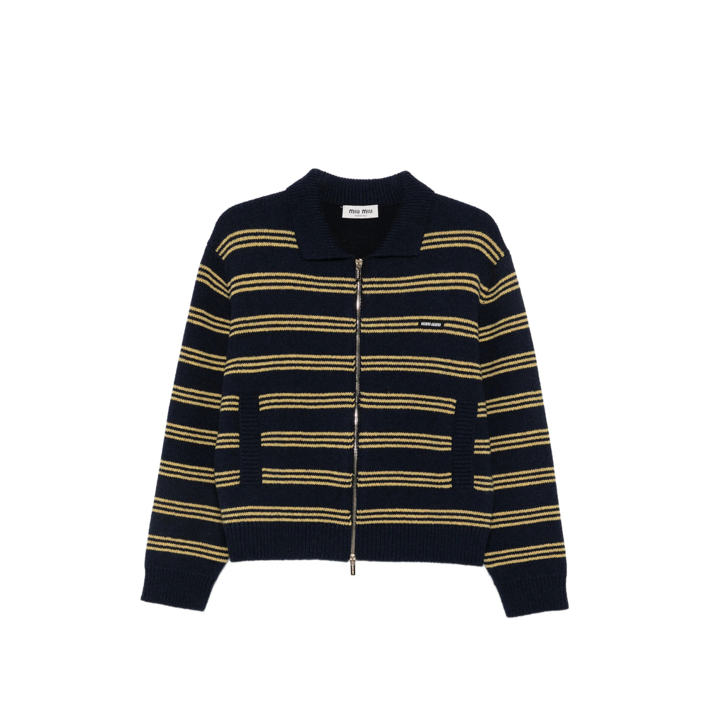 Miu Miu Striped Zip-up Cardigan