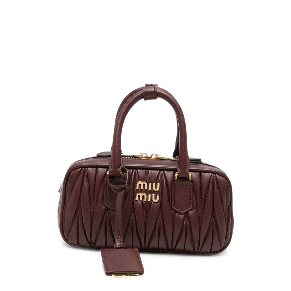 Miu Miu Mini Leather Tote Bag In Red