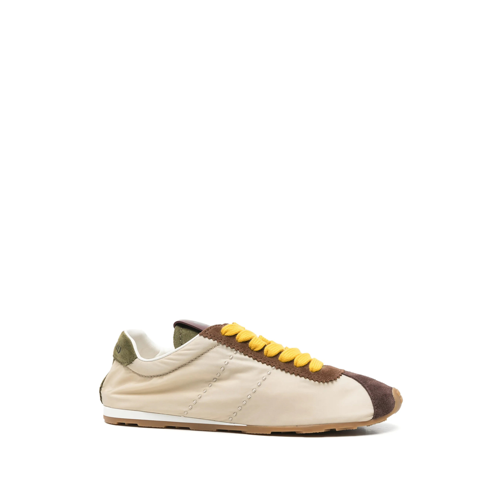 Suede-Trim Panelled Sneakers