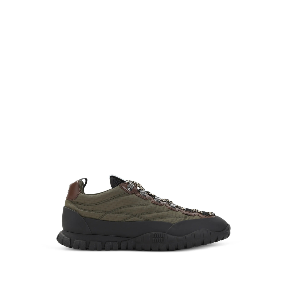 Miu Miu Technical Fabric And Leather Sneakers