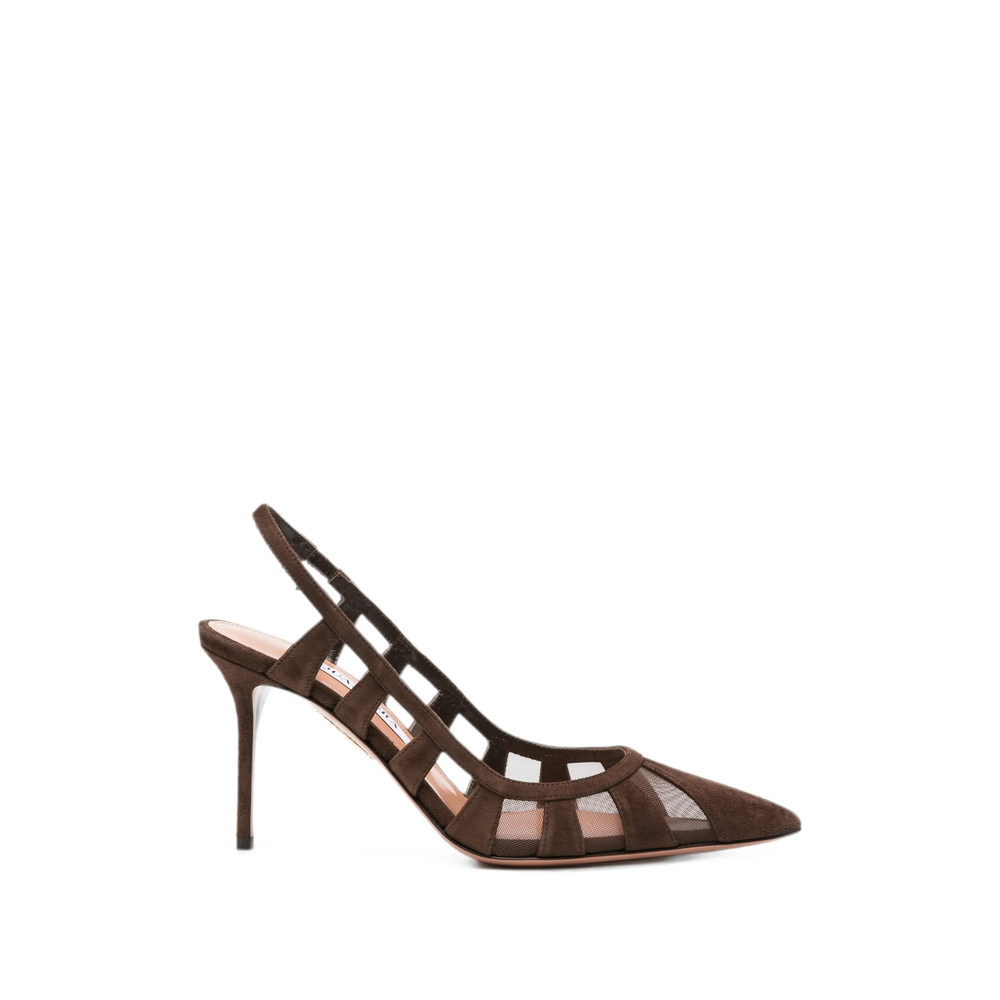 Aquazzura Acreen Mesh-panelled Suede Pumps