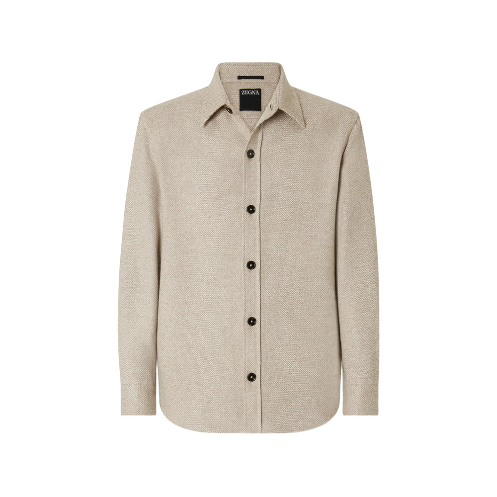 Zegna Light Beige Cashmere And Silk Overshirt