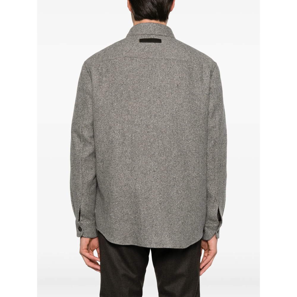 Herringbone-Pattern Shirt Jacket