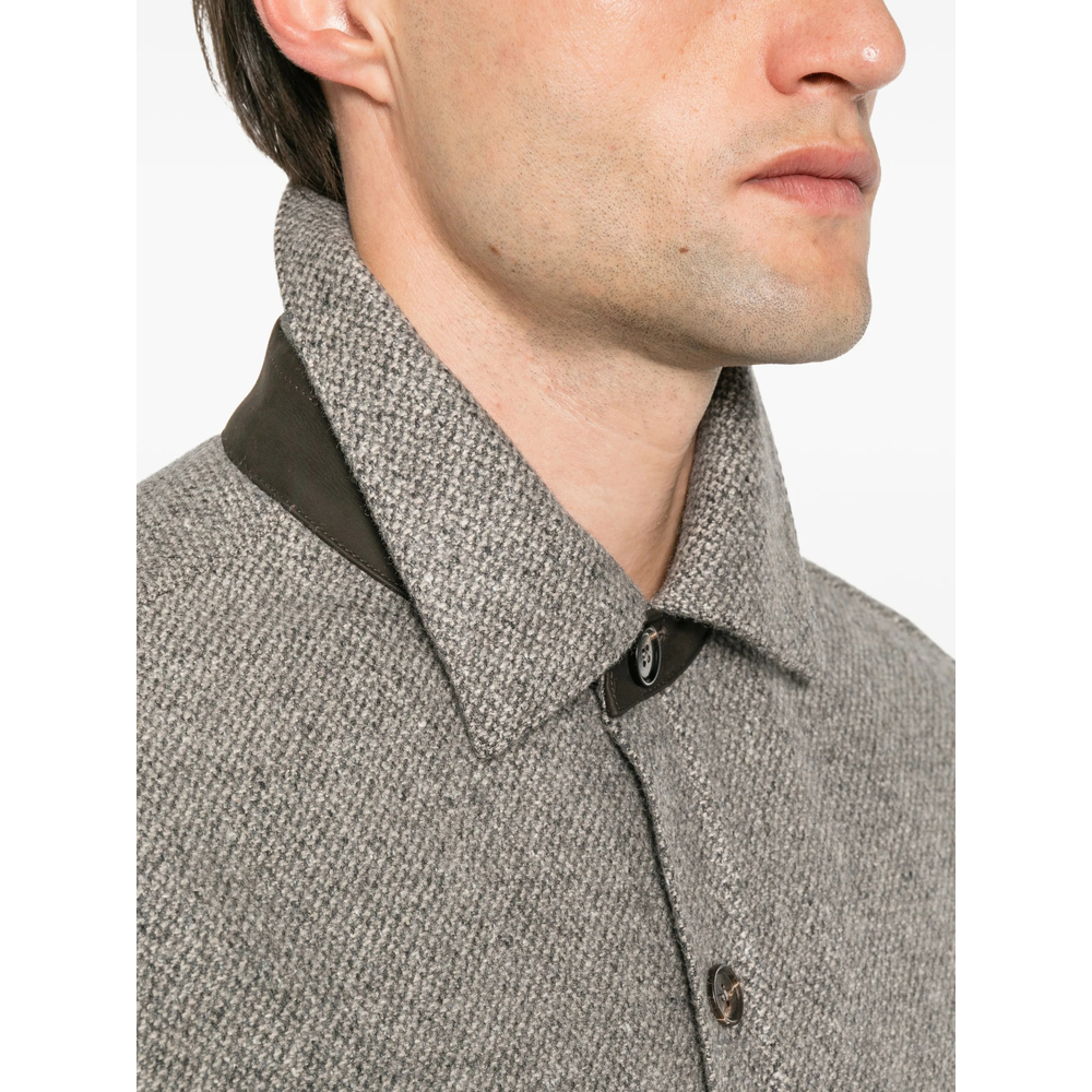 Herringbone-Pattern Shirt Jacket