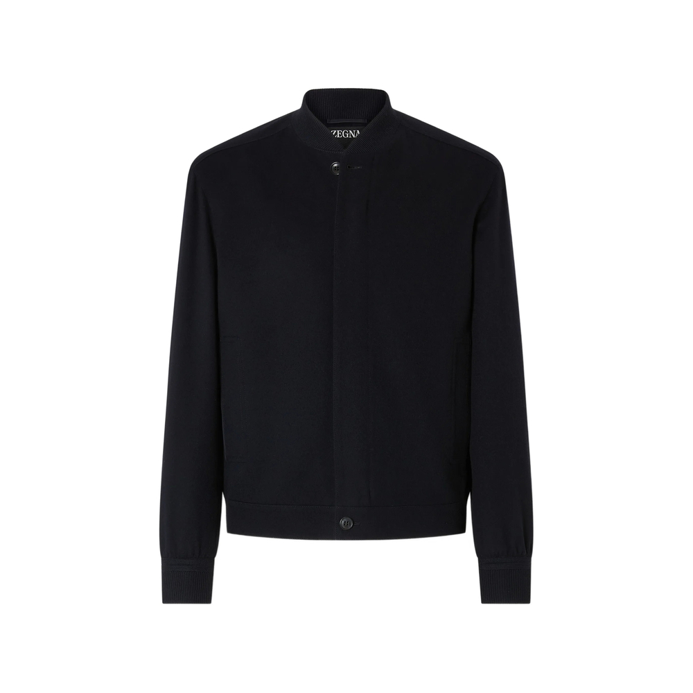 Zegna Navy Blue Oasi Cashmere-elements Bomber Jacket