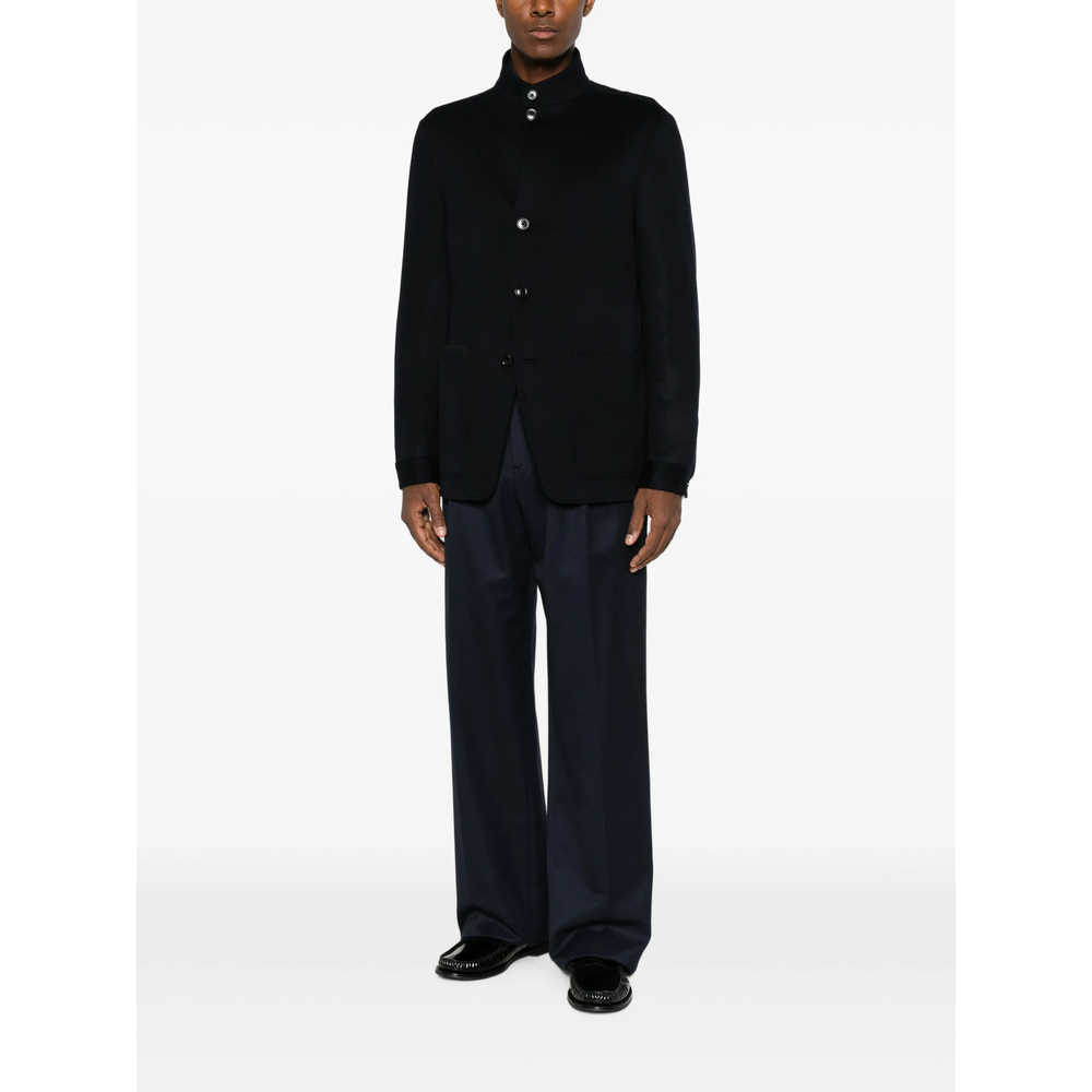 Mandarin-Collar Patch-Pocket Jacket
