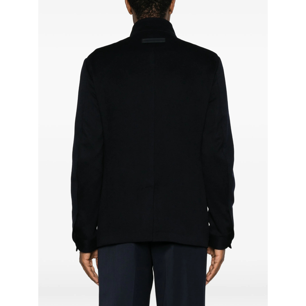Mandarin-Collar Patch-Pocket Jacket