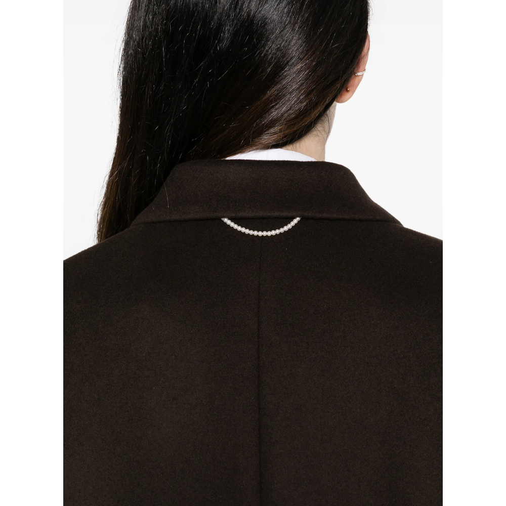 Double-Breasted Pearl-Detail Coat