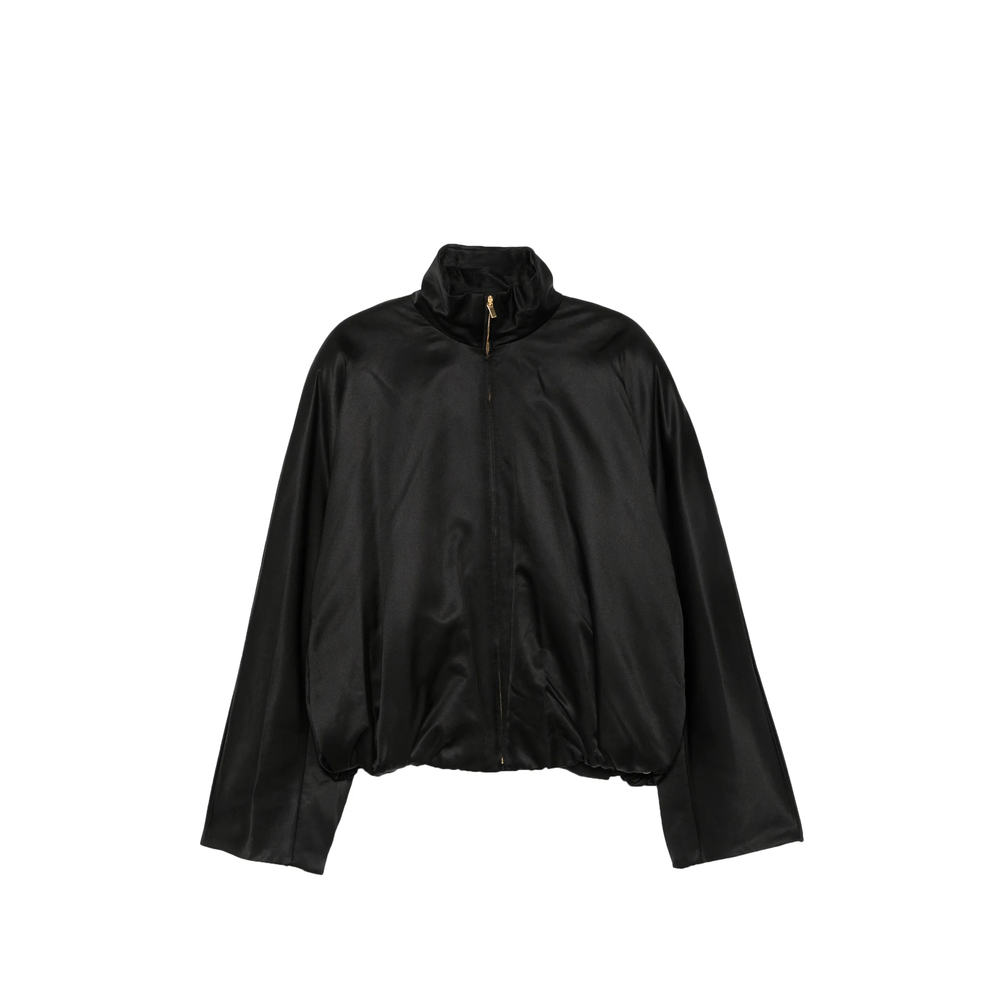 Satin-Finish Zip-Up Jacket