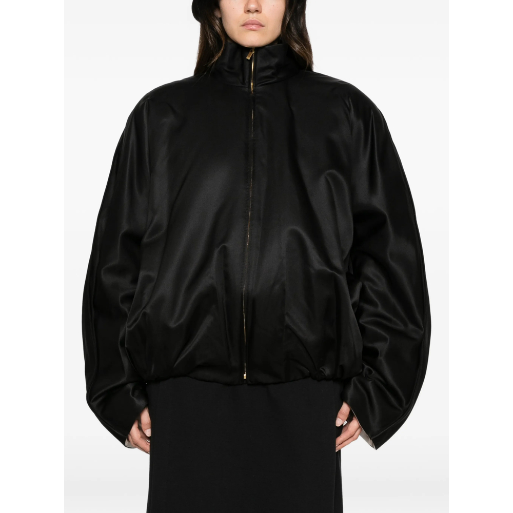 Satin-Finish Zip-Up Jacket