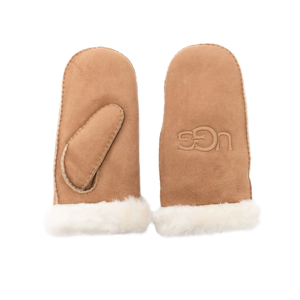 Ugg Embroidered-logo Shearling Mittens