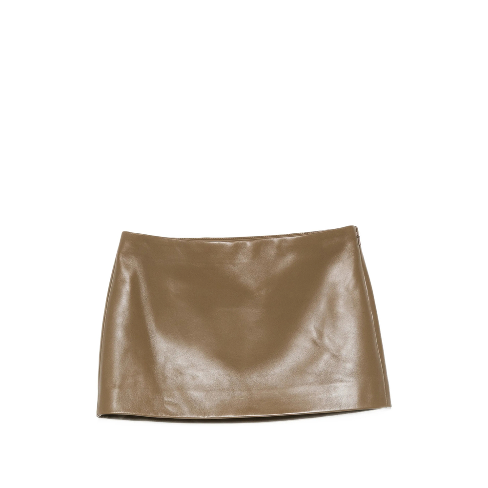 Khaite Leather Mini Skirt In Green