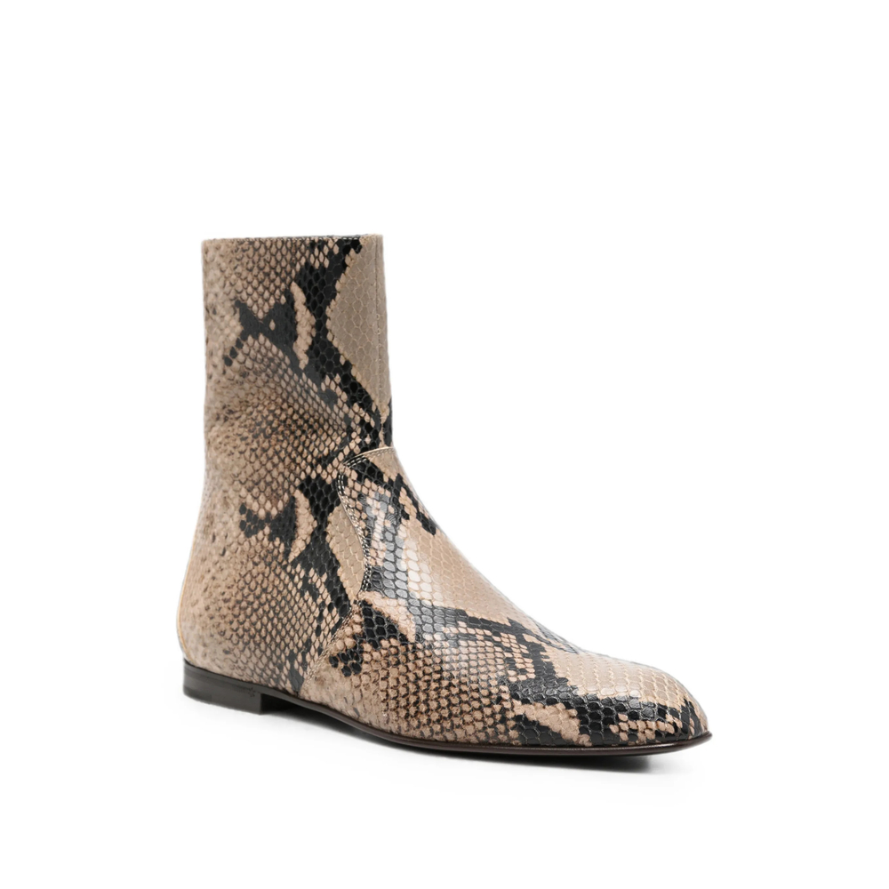 Snake-Effect Ankle Boots