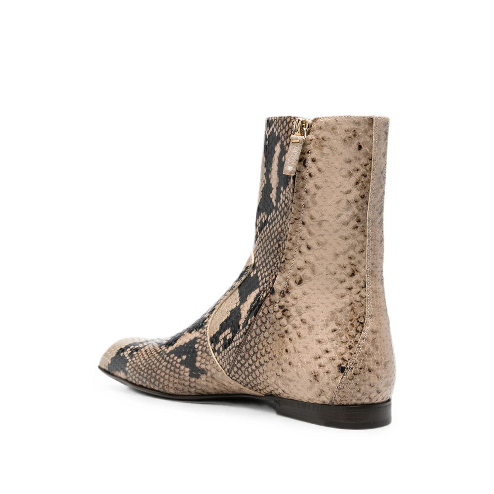 Snake-Effect Ankle Boots