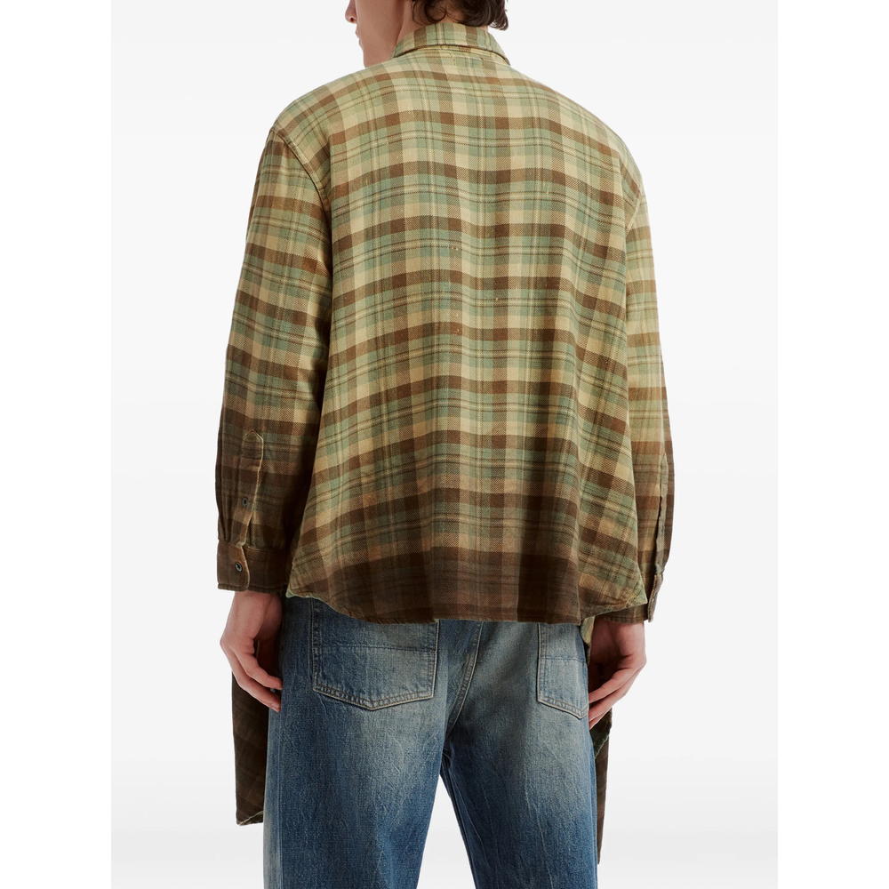 Check-Print Distressed-Effect Shirt
