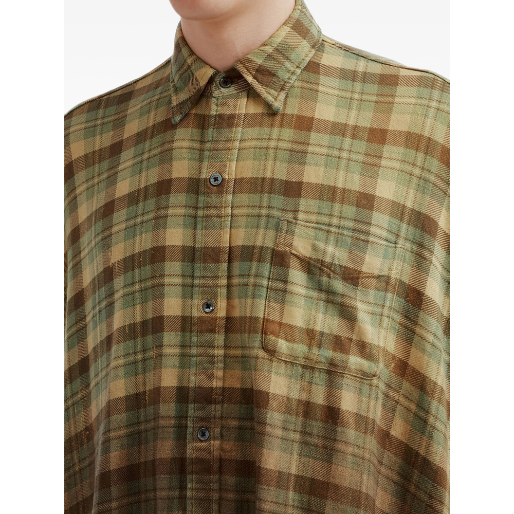Check-Print Distressed-Effect Shirt