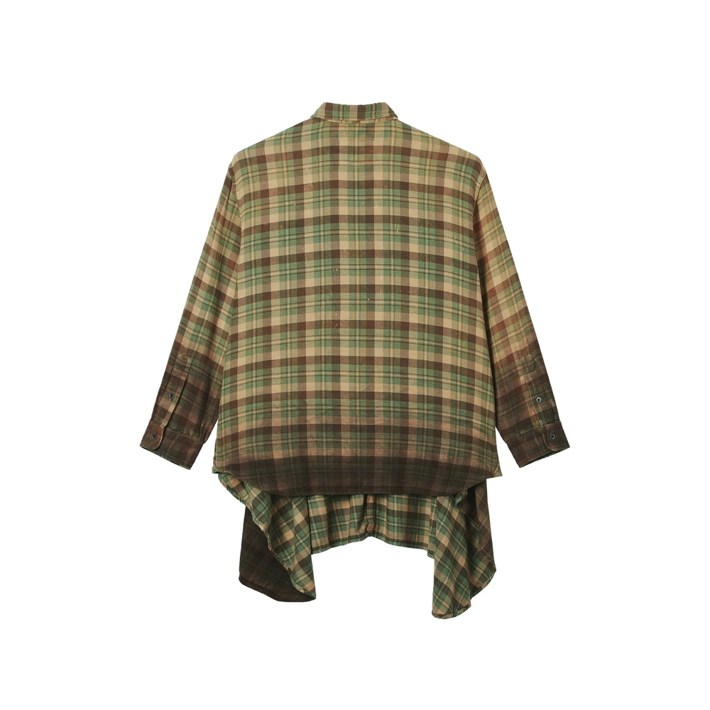 Check-Print Distressed-Effect Shirt