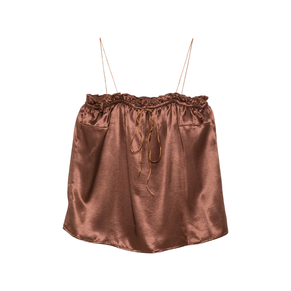 The Nina Studio Ruffled-trim Spaghetti-strap Top