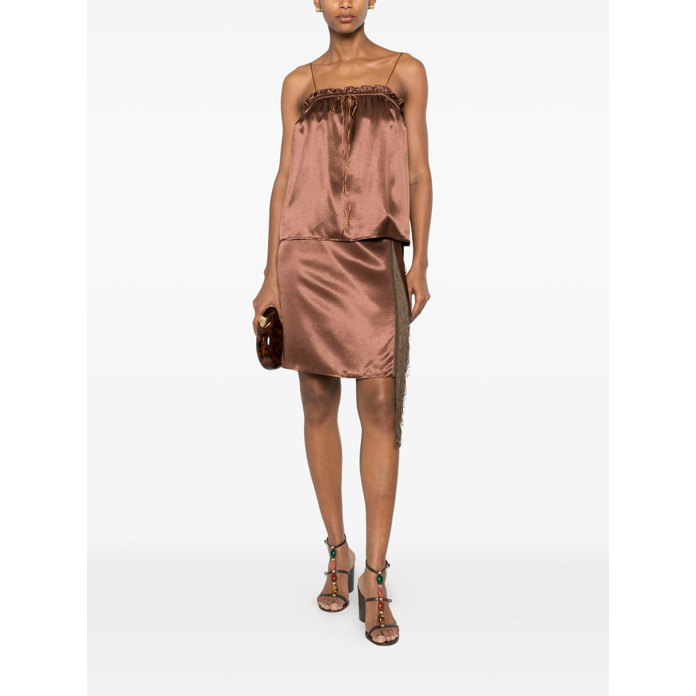 Fringe-Trim Wrap Skirt