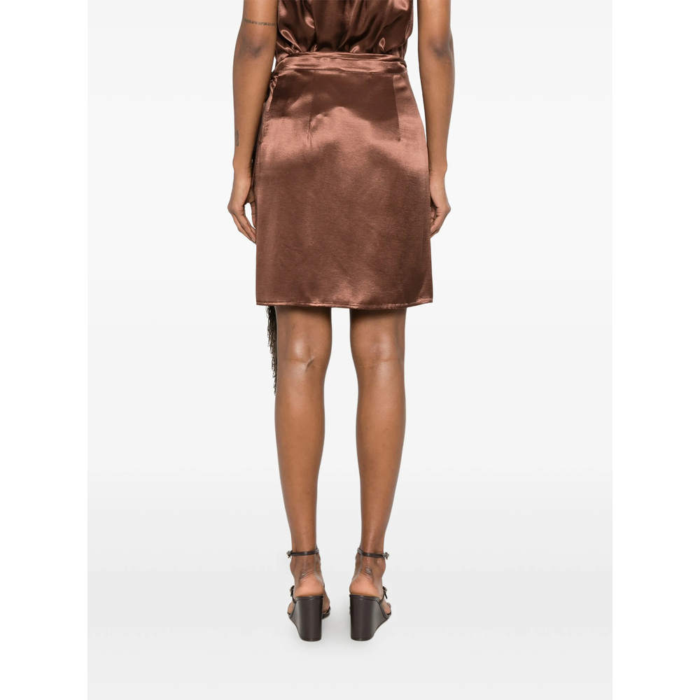 Fringe-Trim Wrap Skirt