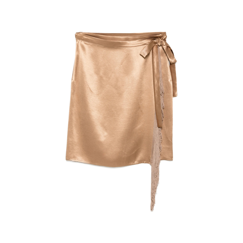 The Nina Studio Fringe-trimmed Wrap Skirt