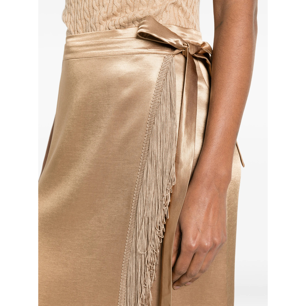 Fringe-Trimmed Wrap Skirt