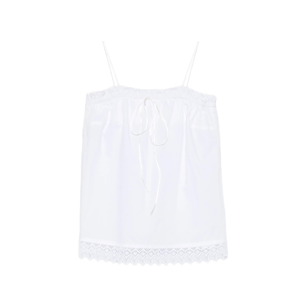 The Nina Studio Lace-detail Ruffled Top